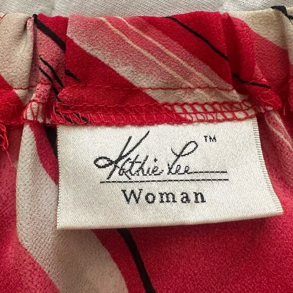 Vintage KATHIE LEE WOMAN Skirt 26W Red Abstract Floral Maxi Deadstock Retro - Picture 7 of 11